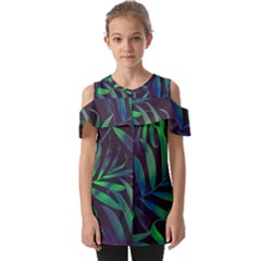 Tree Leaves Fold Over Open Sleeve Top by nateshop