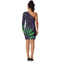 Tree Leaves Long Sleeve One Shoulder Mini Dress View4