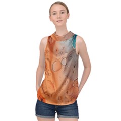 Water Screen High Neck Satin Top by nateshop