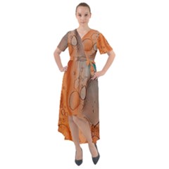 Water Screen Front Wrap High Low Dress