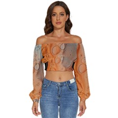 Water Screen Long Sleeve Crinkled Weave Crop Top by nateshop