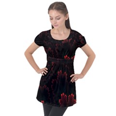 Amoled Red N Black Puff Sleeve Tunic Top by nateshop