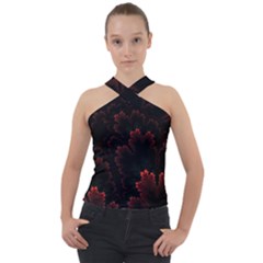 Amoled Red N Black Cross Neck Velour Top by nateshop