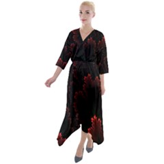 Amoled Red N Black Quarter Sleeve Wrap Front Maxi Dress by nateshop