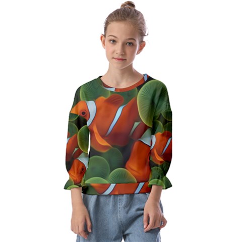 Fish Kids  Cuff Sleeve Top by nateshop