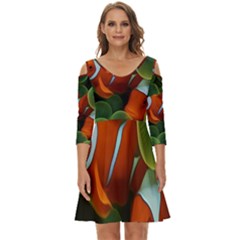 Fish Shoulder Cut Out Zip Up Dress by nateshop