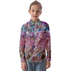 Abstract Waves Kids  Long Sleeve Shirt by kaleidomarblingart