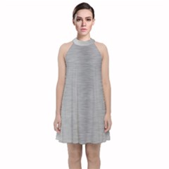 Aluminum Textures, Horizontal Metal Texture, Gray Metal Plate Velvet Halter Neckline Dress  by nateshop