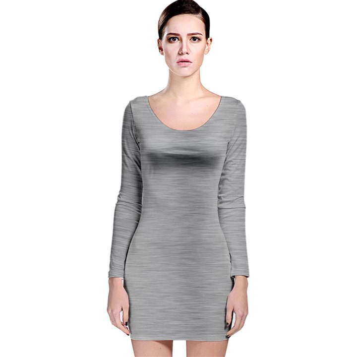 Aluminum Textures, Horizontal Metal Texture, Gray Metal Plate Long Sleeve Velvet Bodycon Dress