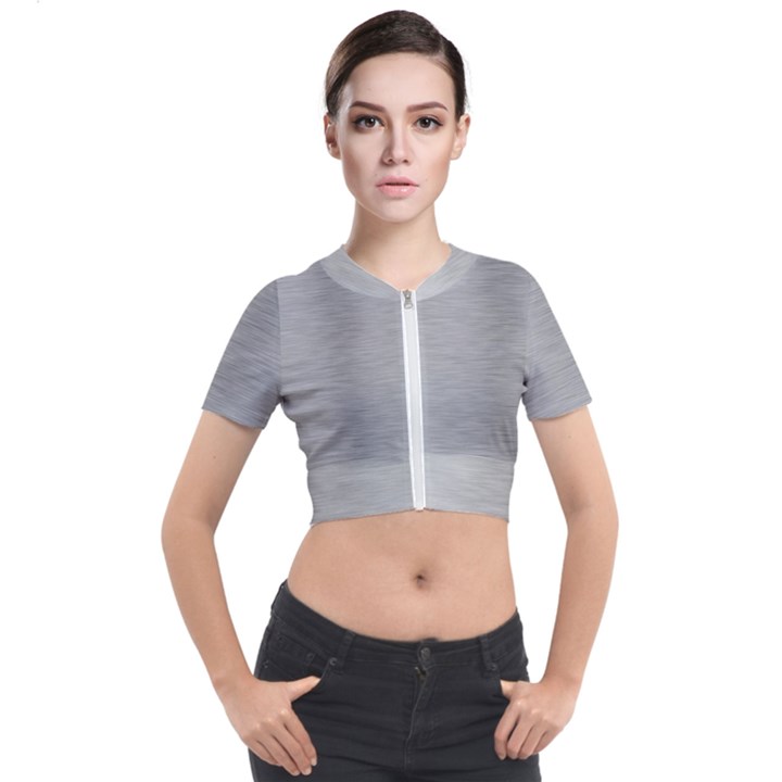 Aluminum Textures, Horizontal Metal Texture, Gray Metal Plate Short Sleeve Cropped Jacket