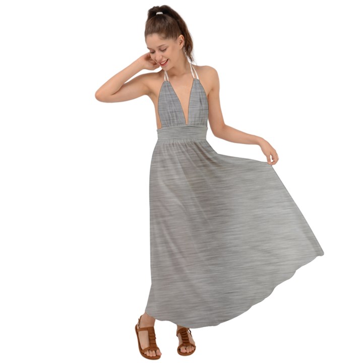 Aluminum Textures, Horizontal Metal Texture, Gray Metal Plate Backless Maxi Beach Dress