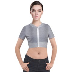 Aluminum Textures, Horizontal Metal Texture, Gray Metal Plate Short Sleeve Cropped Jacket by nateshop