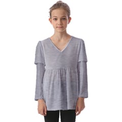 Aluminum Textures, Horizontal Metal Texture, Gray Metal Plate Kids  V Neck Casual Top by nateshop