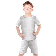 Aluminum Textures, Polished Metal Plate Kids  T-shirt And Shorts Set