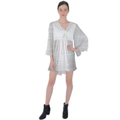 Aluminum Textures, Polished Metal Plate V-neck Flare Sleeve Mini Dress by nateshop