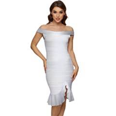 Aluminum Textures, Polished Metal Plate Off Shoulder Ruffle Split Hem Bodycon Dress by nateshop