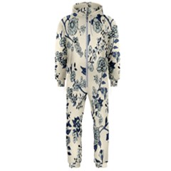 Blue Vintage Background, Blue Roses Patterns Hooded Jumpsuit (men) by nateshop