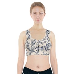 Blue Vintage Background, Blue Roses Patterns Sports Bra With Pocket by nateshop