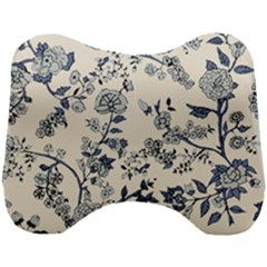 Blue Vintage Background, Blue Roses Patterns Head Support Cushion by nateshop