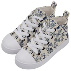 Blue Vintage Background, Blue Roses Patterns Kids  Mid-top Canvas Sneakers by nateshop