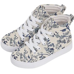 Blue Vintage Background, Blue Roses Patterns Kids  Hi-top Skate Sneakers