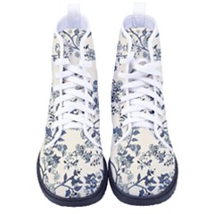 Blue Vintage Background, Blue Roses Patterns Men s High-top Canvas Sneakers by nateshop