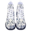 Blue Vintage Background, Blue Roses Patterns Kid s High-Top Canvas Sneakers View1