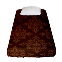 Brown Floral Pattern Floral Vintage Pattern, Brown Vintage Fitted Sheet (single Size) by nateshop