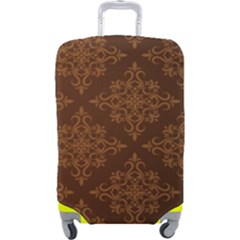 Brown Floral Pattern Floral Vintage Pattern, Brown Vintage Luggage Cover (large) by nateshop