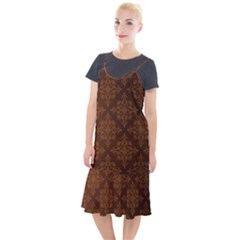 Brown Floral Pattern Floral Vintage Pattern, Brown Vintage Camis Fishtail Dress by nateshop