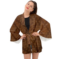 Brown Floral Pattern Floral Vintage Pattern, Brown Vintage Long Sleeve Kimono by nateshop