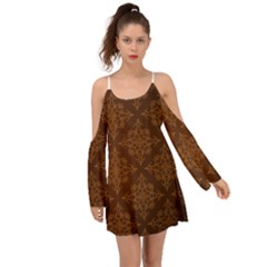 Brown Floral Pattern Floral Vintage Pattern, Brown Vintage Boho Dress by nateshop