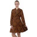 Brown Floral Pattern Floral Vintage Pattern, Brown Vintage All Frills Chiffon Dress View1