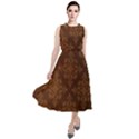 Brown Floral Pattern Floral Vintage Pattern, Brown Vintage Round Neck Boho Dress View1