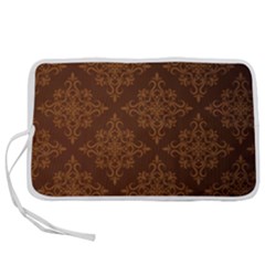 Brown Floral Pattern Floral Vintage Pattern, Brown Vintage Pen Storage Case (l) by nateshop