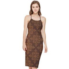 Brown Floral Pattern Floral Vintage Pattern, Brown Vintage Bodycon Cross Back Summer Dress by nateshop