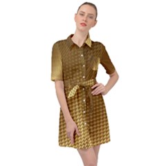 Gold, Golden Background ,aesthetic Belted Shirt Dress by nateshop