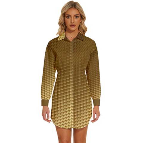 Gold, Golden Background ,aesthetic Womens Long Sleeve Shirt Dress by nateshop