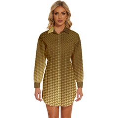 Gold, Golden Background ,aesthetic Womens Long Sleeve Shirt Dress