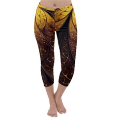 Gold, Golden Background Capri Winter Leggings 