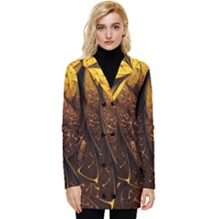 Gold, Golden Background Button Up Hooded Coat  by nateshop