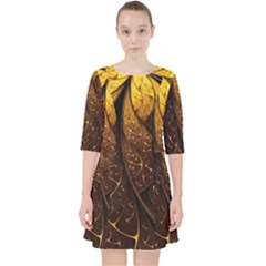 Gold, Golden Background Quarter Sleeve Pocket Dress by nateshop