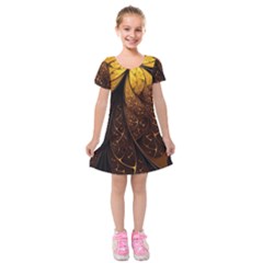 Gold, Golden Background Kids  Short Sleeve Velvet Dress by nateshop