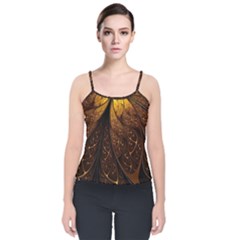 Gold, Golden Background Velvet Spaghetti Strap Top by nateshop