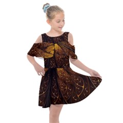 Gold, Golden Background Kids  Shoulder Cutout Chiffon Dress by nateshop