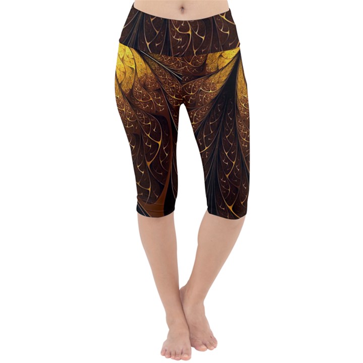 Gold, Golden Background Lightweight Velour Cropped Yoga Leggings