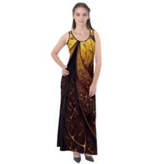 Gold, Golden Background Sleeveless Velour Maxi Dress