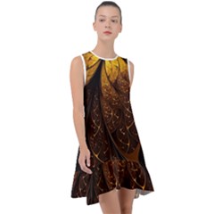 Gold, Golden Background Frill Swing Dress by nateshop