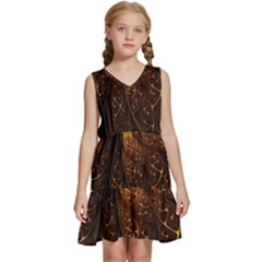 Gold, Golden Background Kids  Sleeveless Tiered Mini Dress by nateshop