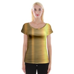 Golden Textures Polished Metal Plate, Metal Textures Cap Sleeve Top by nateshop